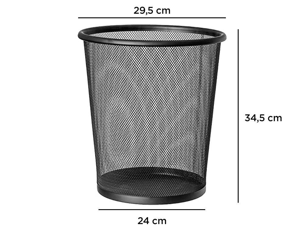 CORBEILLE  PAPIER Q-CONNECT MAILLE MTALLIQUE FORME CIRCULAIRE 19L 295X345X240MM COLORIS NOIR