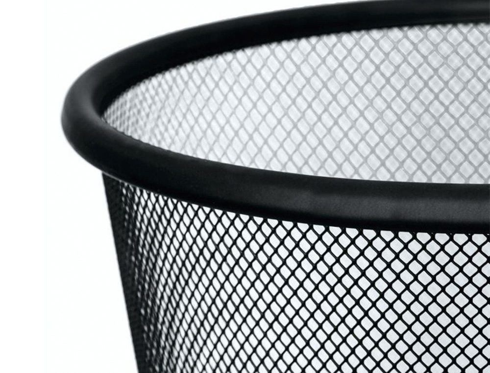 CORBEILLE  PAPIER Q-CONNECT MAILLE MTALLIQUE FORME CIRCULAIRE 19L 295X345X240MM COLORIS NOIR