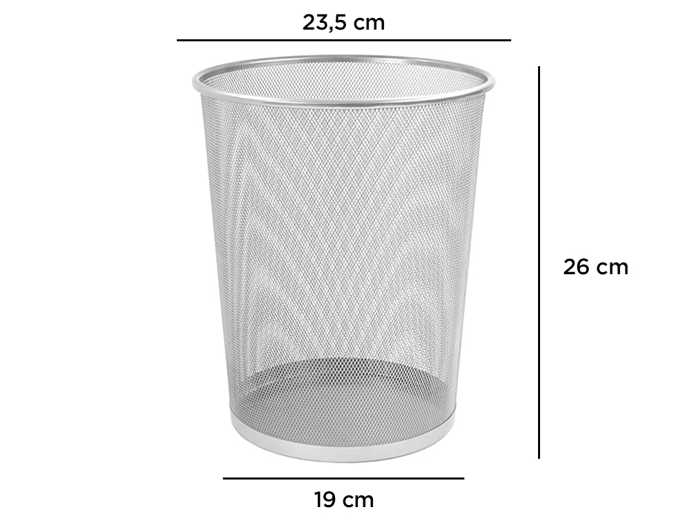 CORBEILLE  PAPIER Q-CONNECT MAILLE MTALLIQUE FORME CIRCULAIRE 8.3L 235X260X190MM COLORIS ARGENT