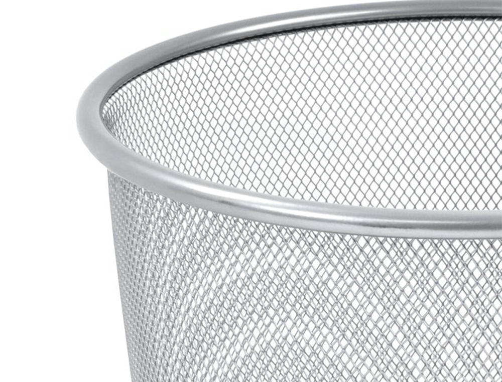 CORBEILLE  PAPIER Q-CONNECT MAILLE MTALLIQUE FORME CIRCULAIRE 8.3L 235X260X190MM COLORIS ARGENT
