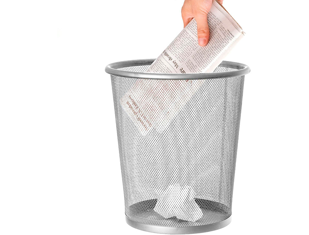 CORBEILLE  PAPIER Q-CONNECT MAILLE MTALLIQUE FORME CIRCULAIRE 8.3L 235X260X190MM COLORIS ARGENT