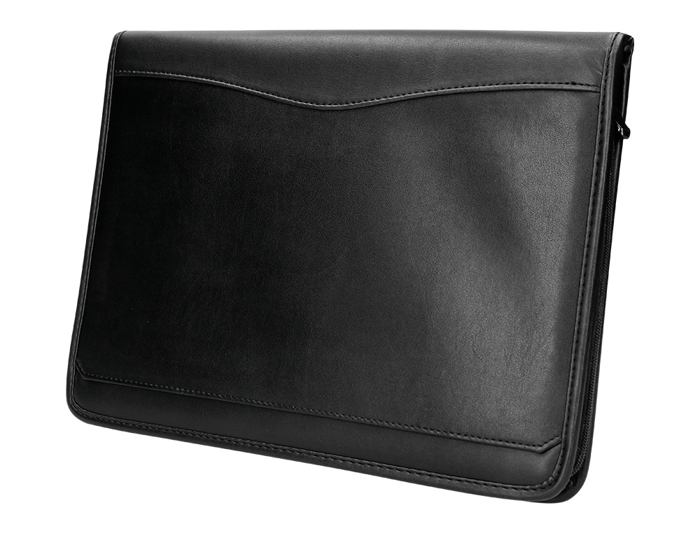 CONFÉRENCIER A4 CALCULATRICE PLASTIQUE FERMETURE ÉCLAIR POCHETTE TÉLÉPHONE PORTABLE 4 ANNEAUX 40MM 35,5X26X1CM NOIR