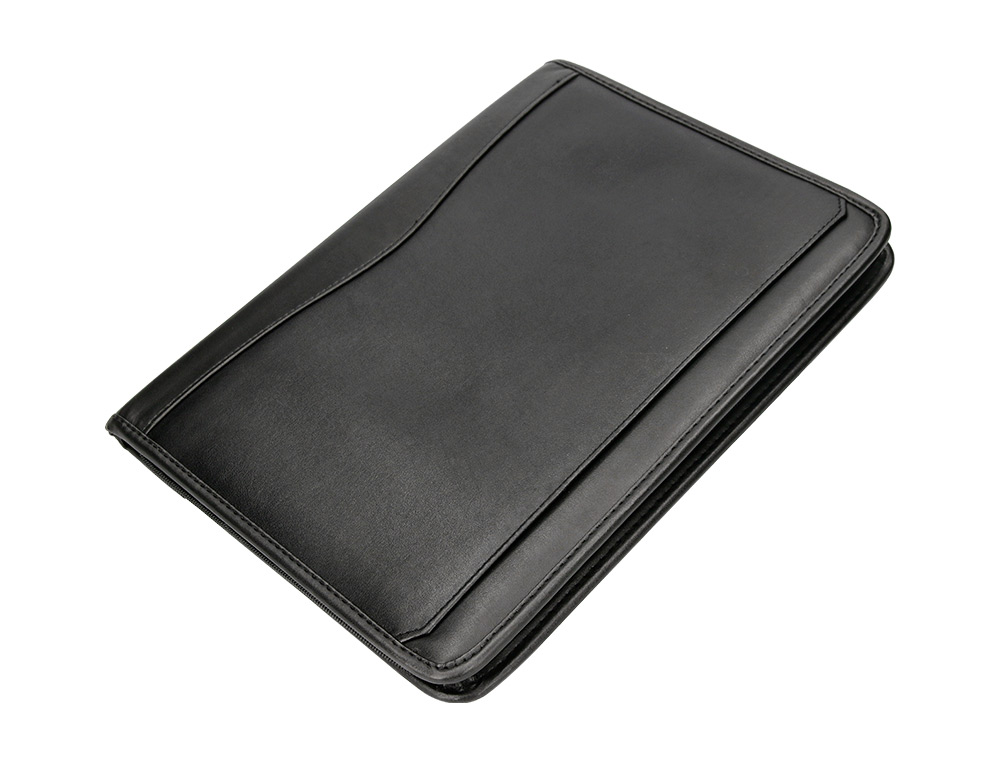 CONFÉRENCIER A4 CALCULATRICE PLASTIQUE FERMETURE ÉCLAIR POCHETTE TÉLÉPHONE PORTABLE 4 ANNEAUX 40MM 35,5X26X1CM NOIR
