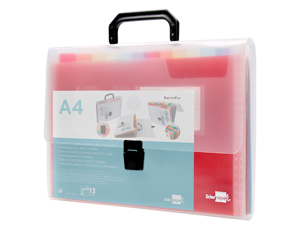 TRIEUR LIDERPAPEL SRIE SPECTRAFILE POLYPROPYLNE A4 210X297MM 700 MICRONS 13 COMPARTIMENTS COLORIS FROSTY TRANSPARENT