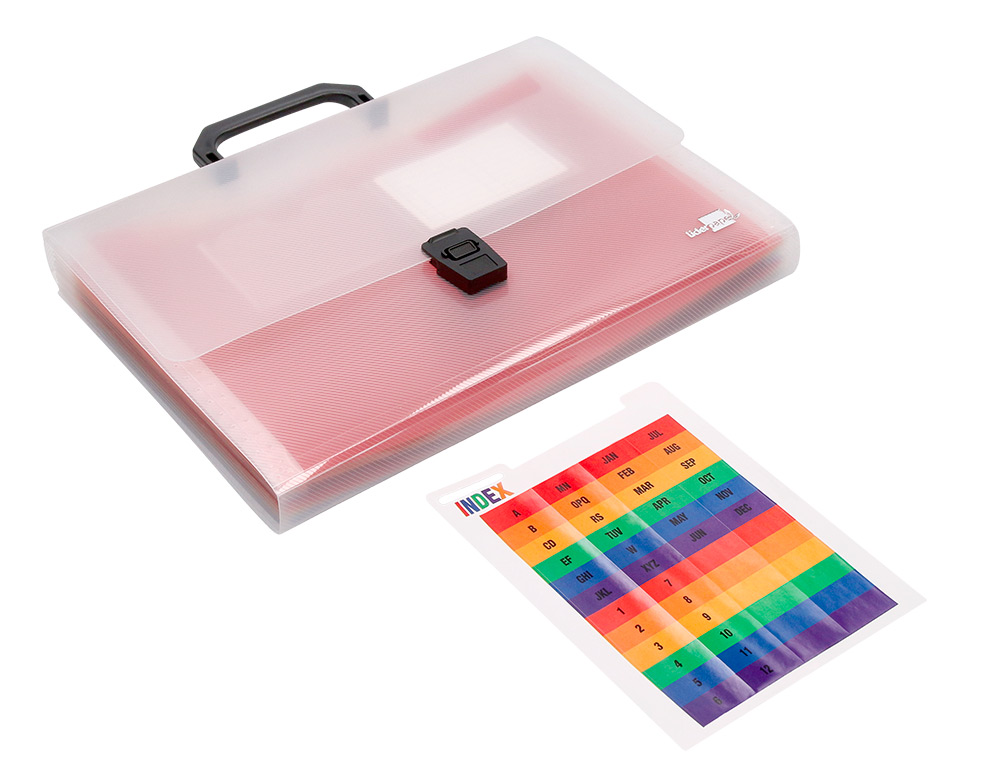 TRIEUR LIDERPAPEL SRIE SPECTRAFILE POLYPROPYLNE A4 210X297MM 700 MICRONS 13 COMPARTIMENTS COLORIS FROSTY TRANSPARENT