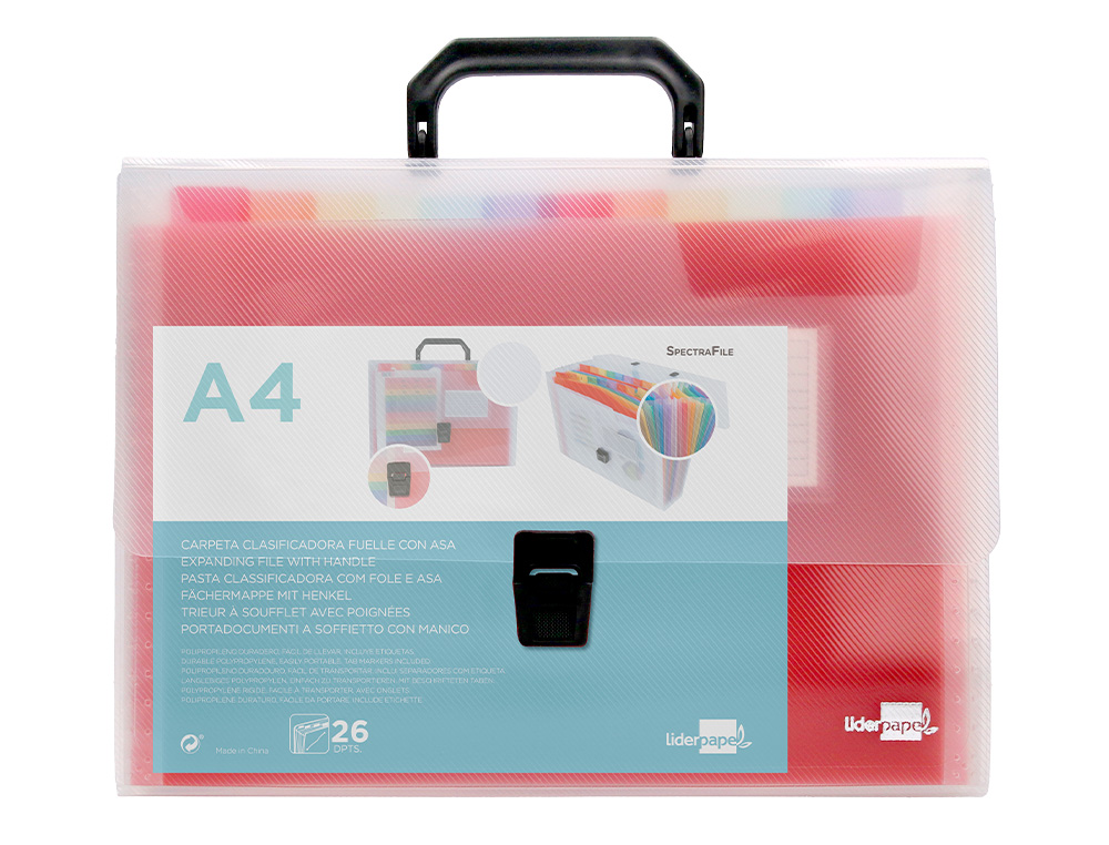 TRIEUR LIDERPAPEL SRIE SPECTRAFILE POLYPROPYLNE A4 210X297MM 1200 MICRONS 26 COMPARTIMENTS COLORIS FROSTY TRANSPARENT