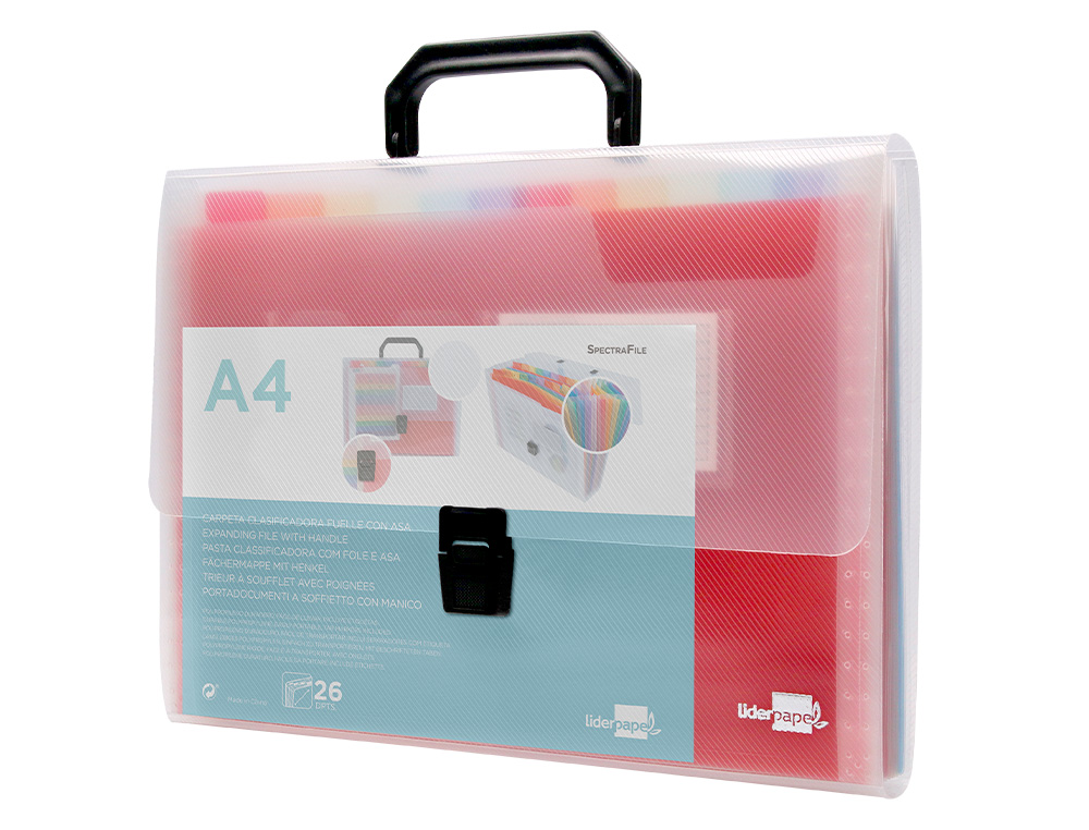 TRIEUR LIDERPAPEL SRIE SPECTRAFILE POLYPROPYLNE A4 210X297MM 1200 MICRONS 26 COMPARTIMENTS COLORIS FROSTY TRANSPARENT