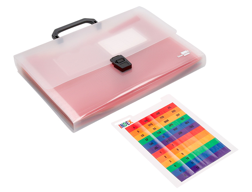 TRIEUR LIDERPAPEL SRIE SPECTRAFILE POLYPROPYLNE A4 210X297MM 1200 MICRONS 26 COMPARTIMENTS COLORIS FROSTY TRANSPARENT