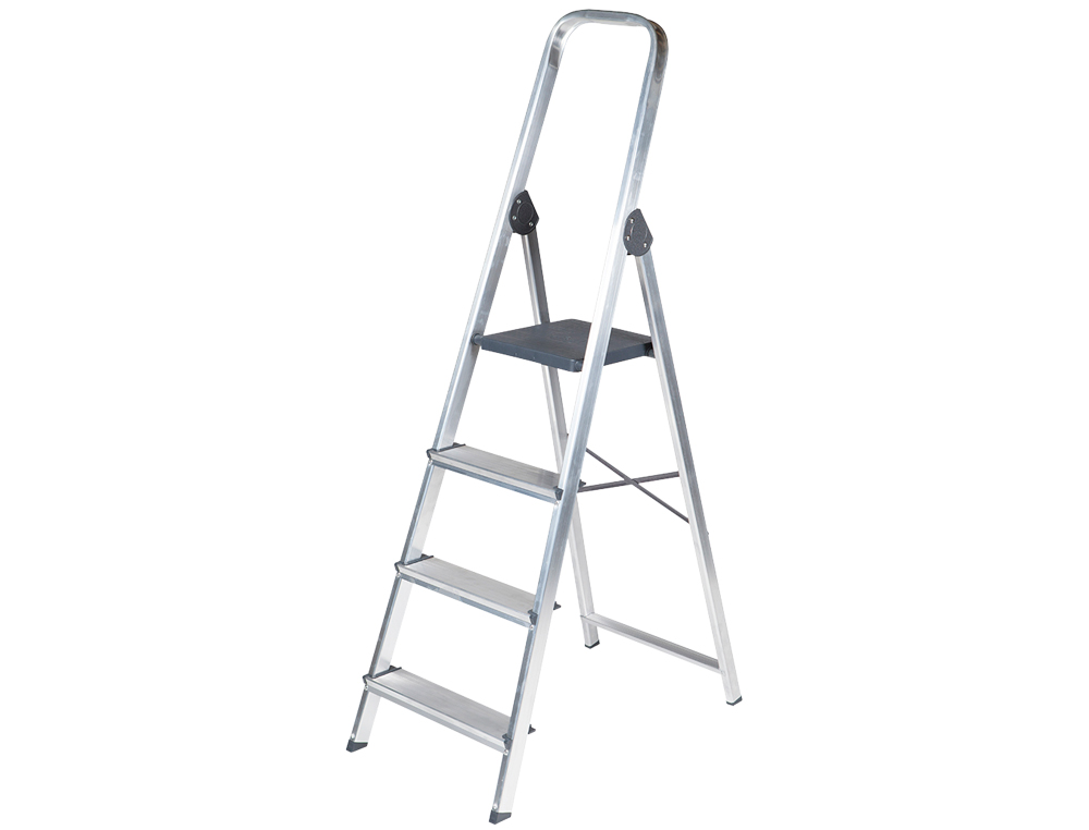 ESCABEAU Q-CONNECT ALUMINIUM 430X720X1490MM 4 MARCHES 3.2KG POIDS MAXIMUM SUPPORTÉ 150KG