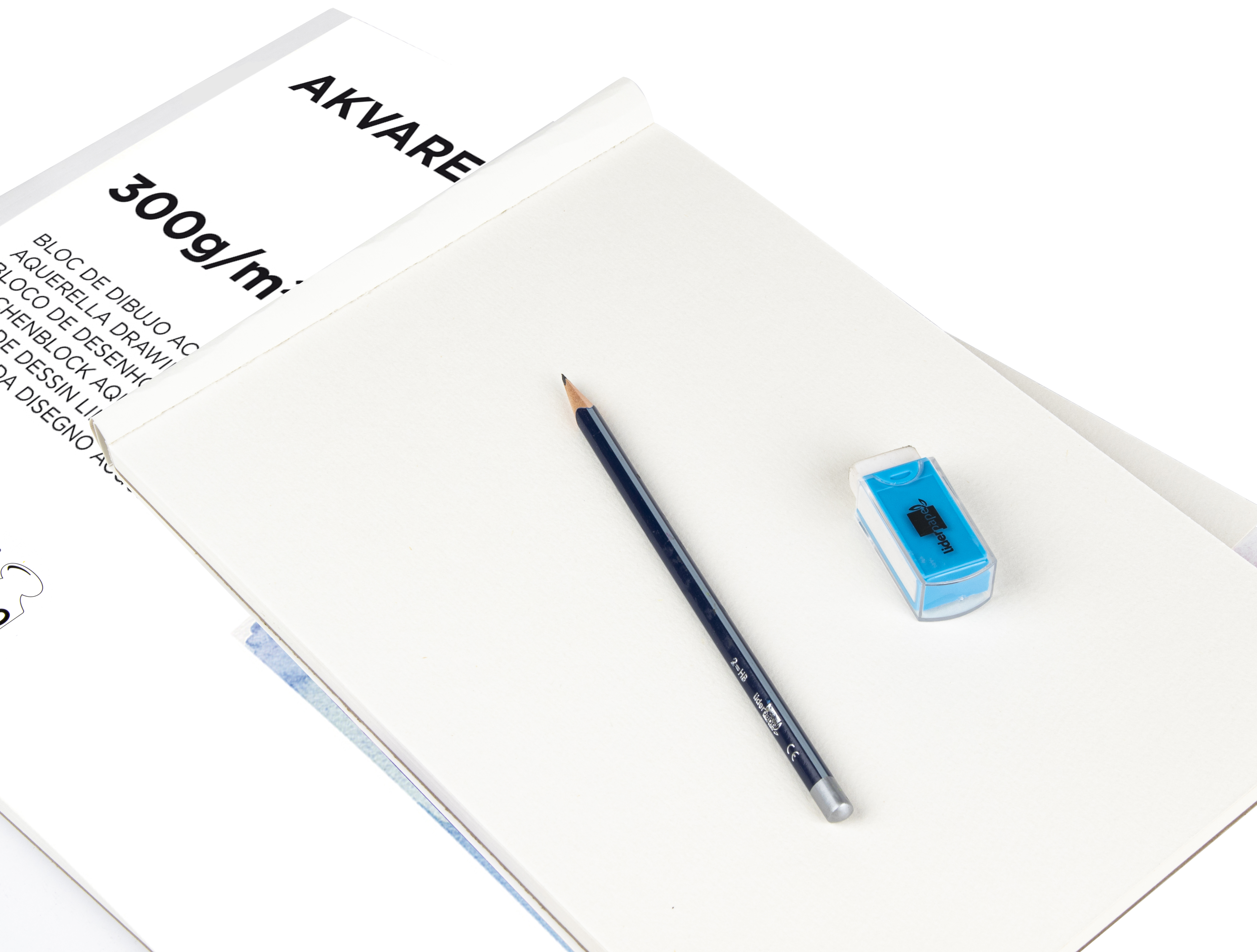 BLOC DESSIN LIDERPAPEL AQUARELLE ENCOLLÉ PAPIER GRAIN MOYEN LISSE 300G/M2 FORMAT A3 420X297MM 20F