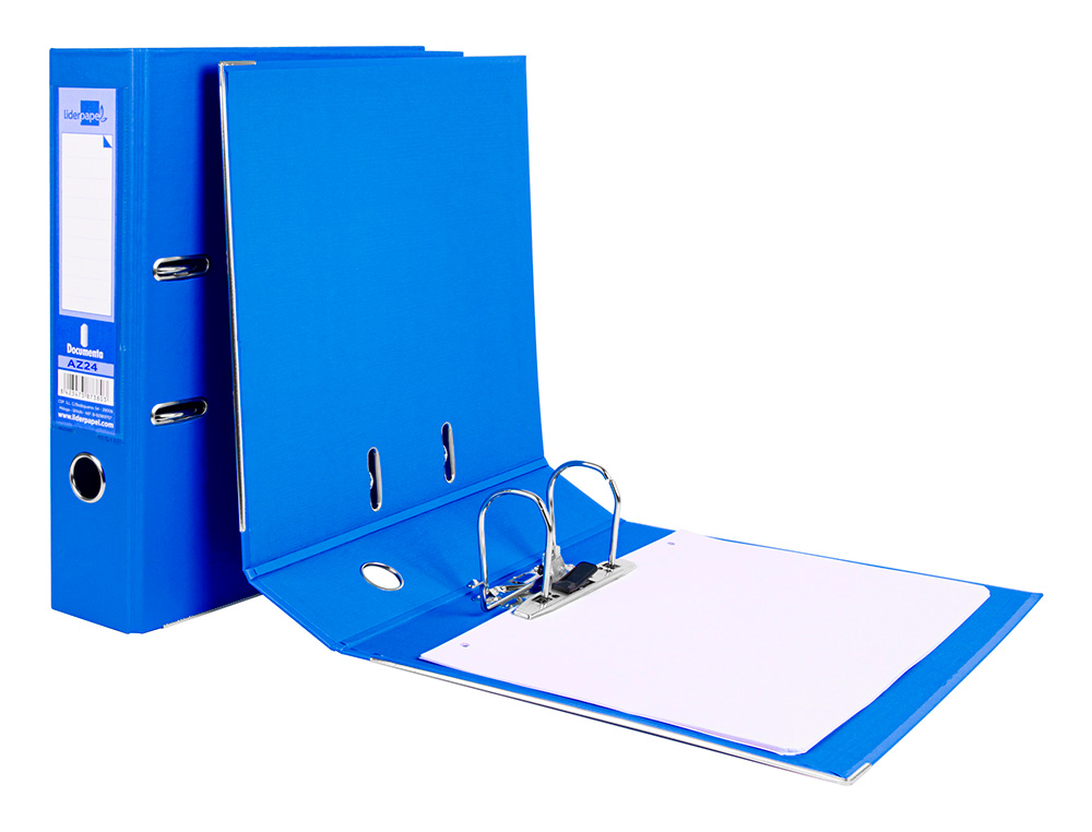 CLASSEUR LEVIER LIDERPAPEL A4 DOCUMENTA CARTON REMBORD 1,9MM DOS 75MM RADO MTALLIQUE COLORIS BLEU