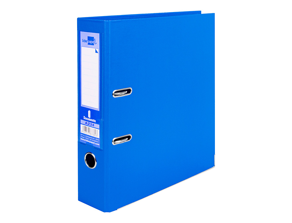 CLASSEUR LEVIER LIDERPAPEL A4 DOCUMENTA CARTON REMBORD 1,9MM DOS 75MM RADO MTALLIQUE COLORIS BLEU