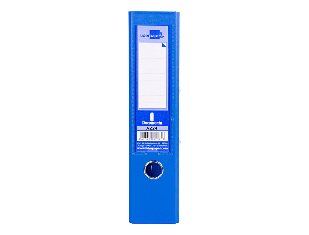 CLASSEUR LEVIER LIDERPAPEL A4 DOCUMENTA CARTON REMBORD 1,9MM DOS 75MM RADO MTALLIQUE COLORIS BLEU