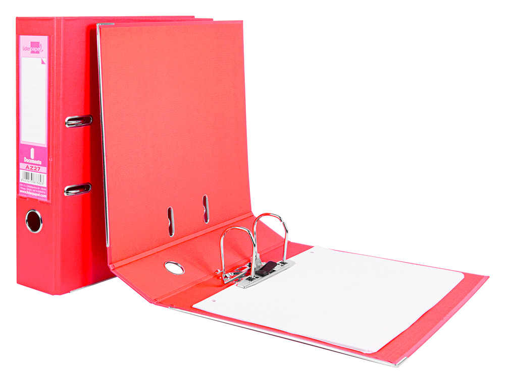 CLASSEUR LEVIER LIDERPAPEL A4 DOCUMENTA CARTON REMBORDÉ 1,9MM DOS 75MM RADO MÉTALLIQUE COLORIS ROUGE