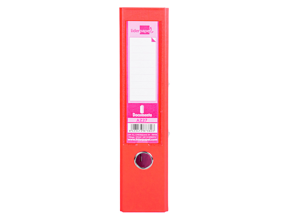 CLASSEUR LEVIER LIDERPAPEL A4 DOCUMENTA CARTON REMBORDÉ 1,9MM DOS 75MM RADO MÉTALLIQUE COLORIS ROUGE