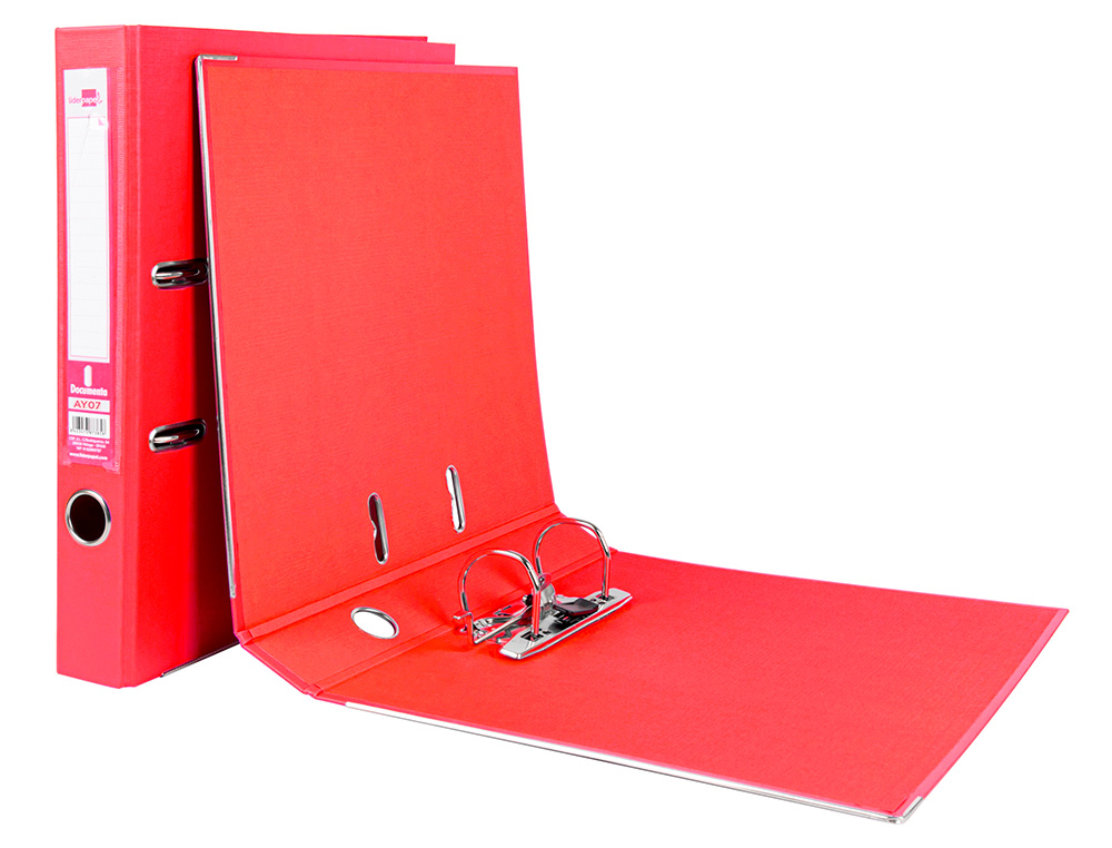 CLASSEUR LEVIER LIDERPAPEL A4 DOCUMENTA CARTON REMBORDÉ 1,9MM DOS 52MM RADO MÉTALLIQUE COLORIS ROUGE