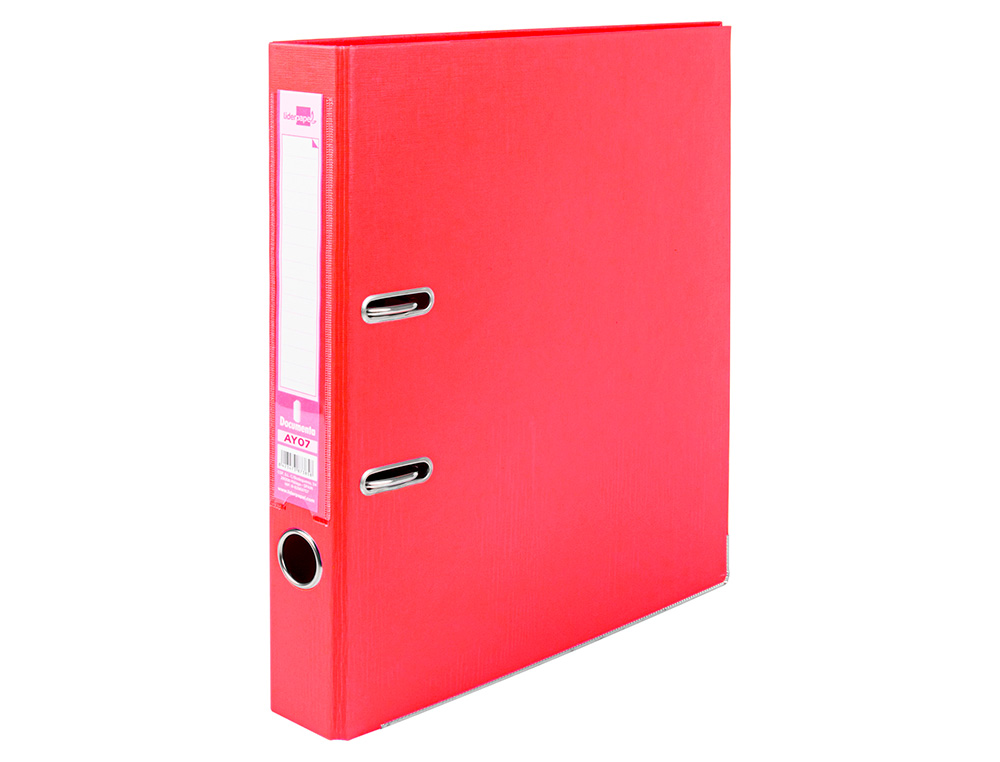 CLASSEUR LEVIER LIDERPAPEL A4 DOCUMENTA CARTON REMBORDÉ 1,9MM DOS 52MM RADO MÉTALLIQUE COLORIS ROUGE