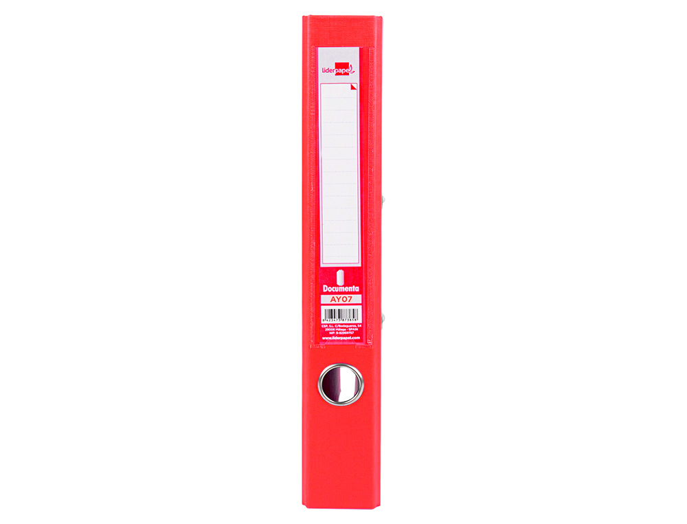 CLASSEUR LEVIER LIDERPAPEL A4 DOCUMENTA CARTON REMBORDÉ 1,9MM DOS 52MM RADO MÉTALLIQUE COLORIS ROUGE