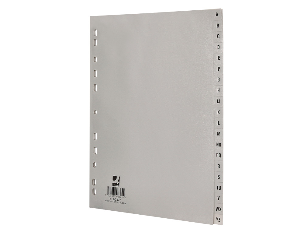 INTERCALAIRE Q-CONNECT PP 12/ 100E A4 225X297MM MULTIPERFORÉ ALPHABET GRAVÉ ONGLETS COLORIS GRIS