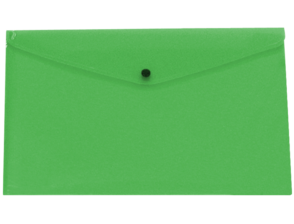 POCHETTE ENVELOPPE LIDERPAPEL POLYPROPYLÈNE 180 MICRONS A3 420X297MM 50F FERMETURE BOUTON RÉSISTANT TRANSPARENT VERT