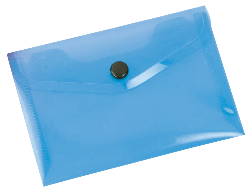 POCHETTE ENVELOPPE LIDERPAPEL POLYPROPYLNE 180 MICRONS A6 148X105MM 50F FERMETURE BOUTON TRANSPARENT BLEU
