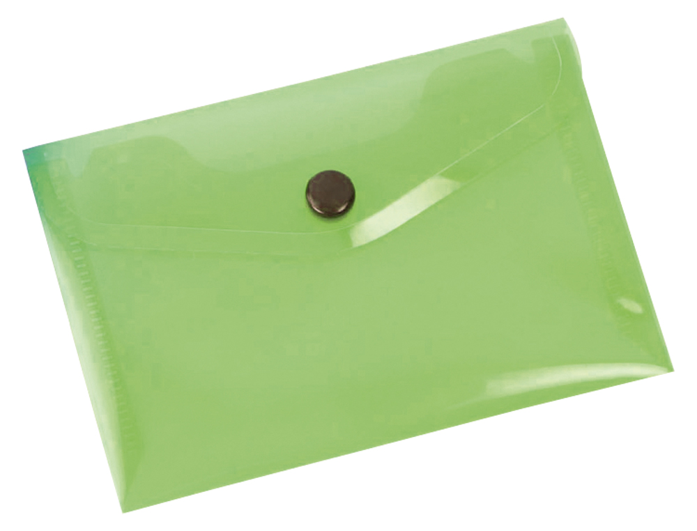 POCHETTE ENVELOPPE LIDERPAPEL POLYPROPYLÈNE 180 MICRONS A6 148X105MM 50F FERMETURE BOUTON TRANSPARENT VERT