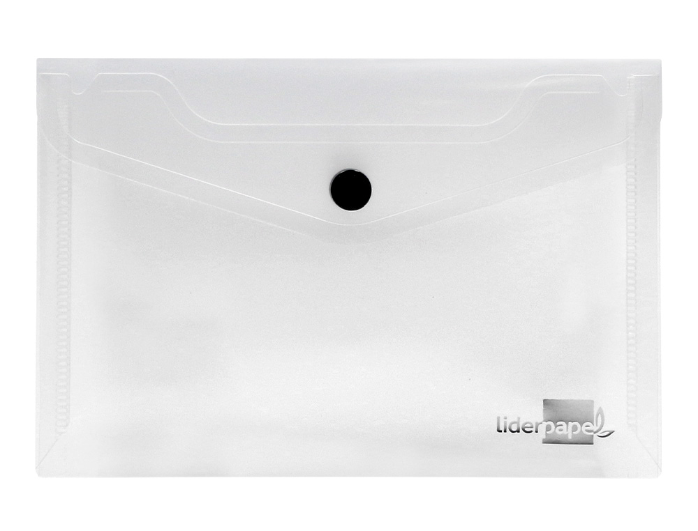POCHETTE ENVELOPPE LIDERPAPEL POLYPROPYLÈNE 180 MICRONS A6 148X105MM 50F FERMETURE BOUTON TRANSPARENT