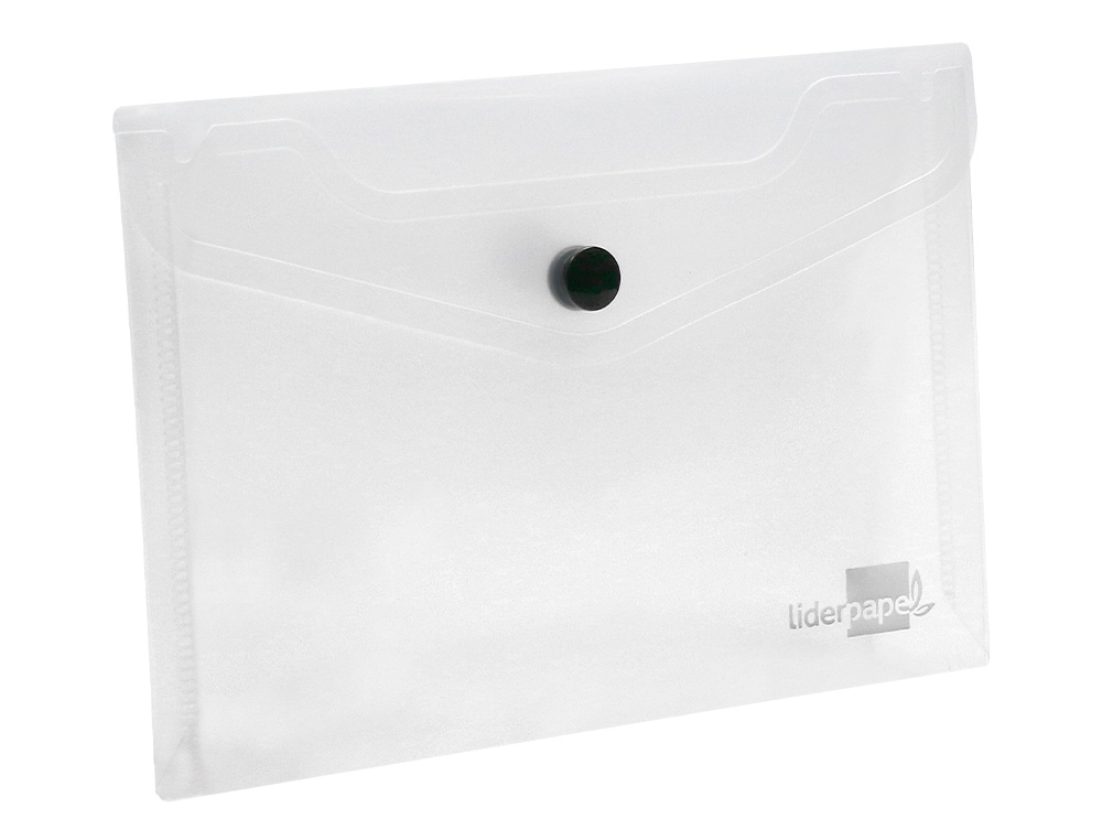 POCHETTE ENVELOPPE LIDERPAPEL POLYPROPYLÈNE 180 MICRONS A6 148X105MM 50F FERMETURE BOUTON TRANSPARENT