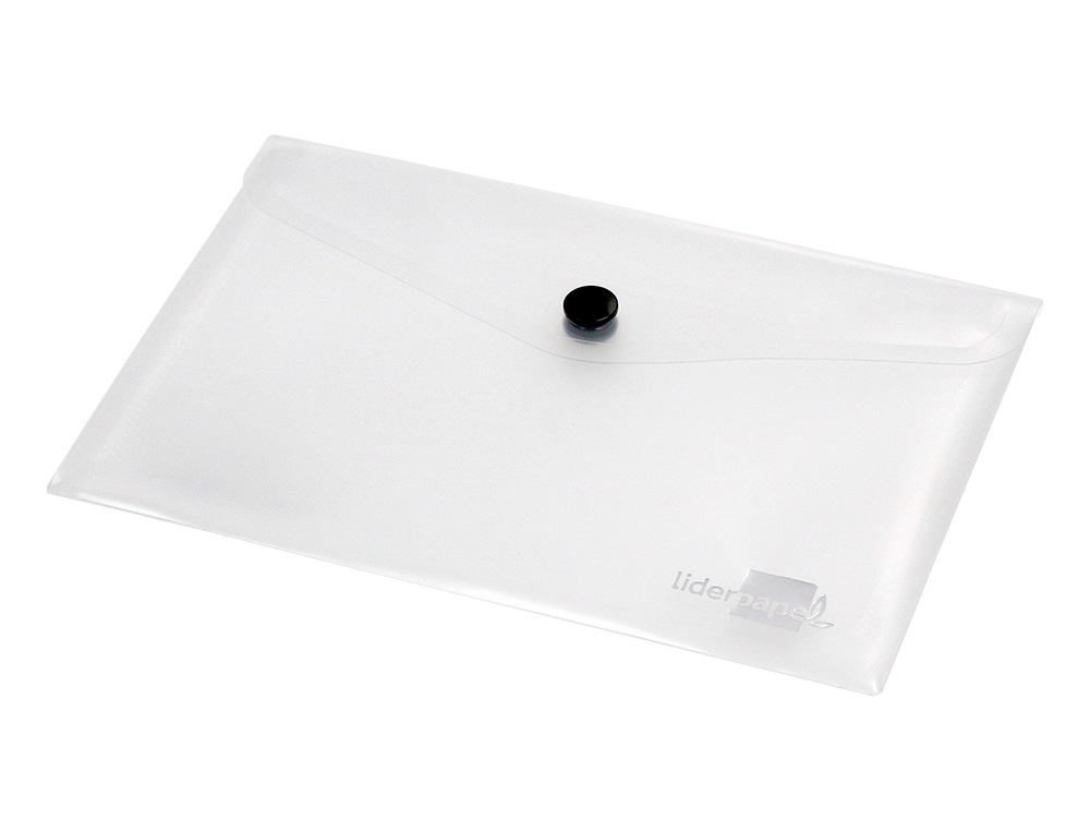 POCHETTE ENVELOPPE LIDERPAPEL POLYPROPYLÈNE 180 MICRONS A6 148X105MM 50F FERMETURE BOUTON TRANSPARENT