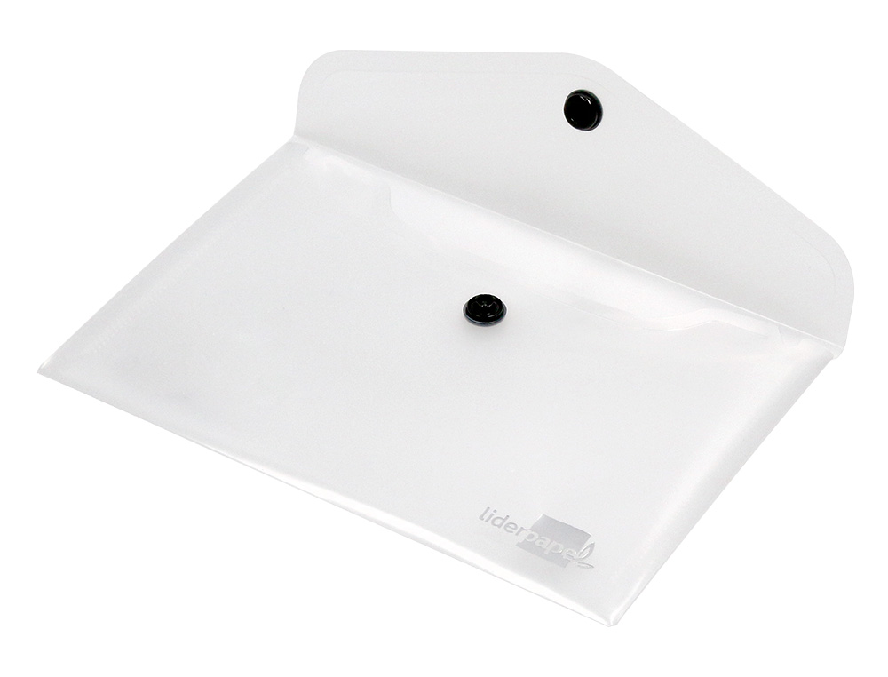 POCHETTE ENVELOPPE LIDERPAPEL POLYPROPYLÈNE 180 MICRONS A6 148X105MM 50F FERMETURE BOUTON TRANSPARENT