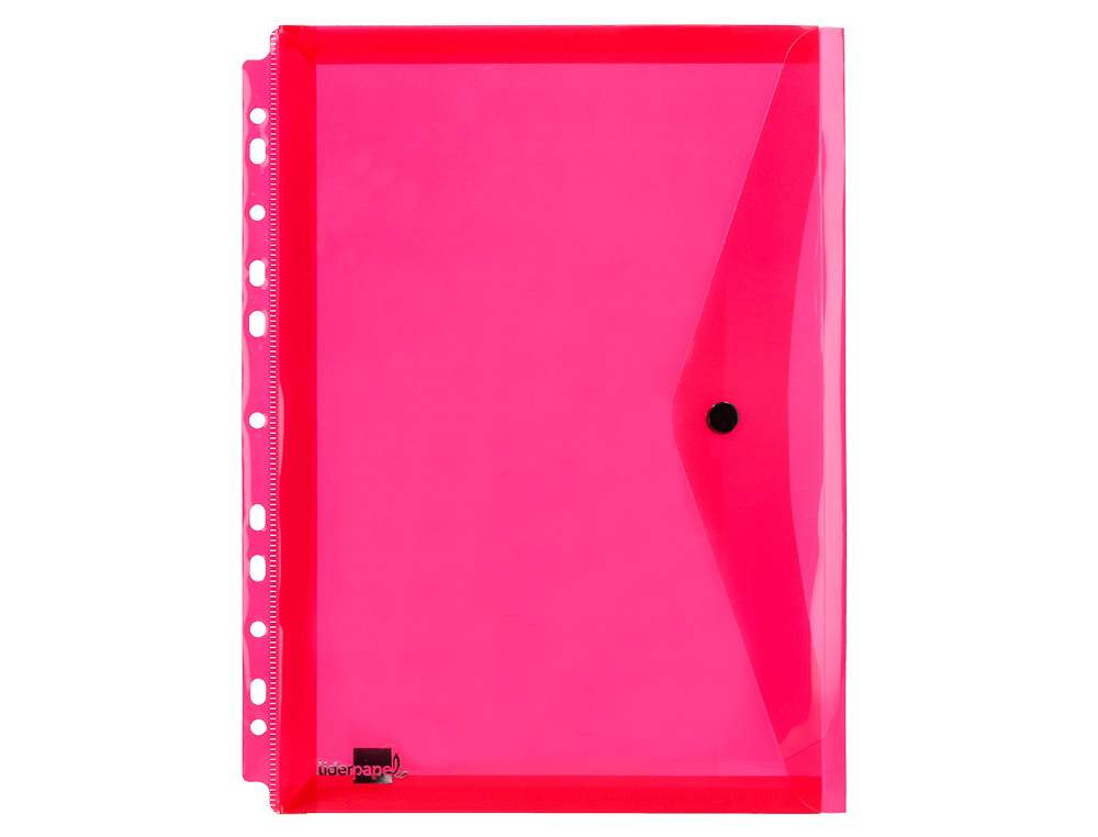 POCHETTE ENVELOPPE LIDERPAPEL POLYPROPYLÈNE 180 MICRONS A4 210X297MM 50F RÉSISTANT PERFORÉE COLORIS ASSORTIS PACK 5U