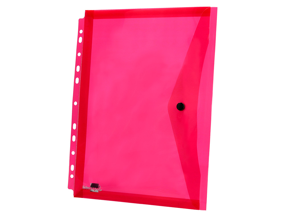 POCHETTE ENVELOPPE LIDERPAPEL POLYPROPYLÈNE 180 MICRONS A4 210X297MM 50F RÉSISTANT PERFORÉE COLORIS ASSORTIS PACK 5U