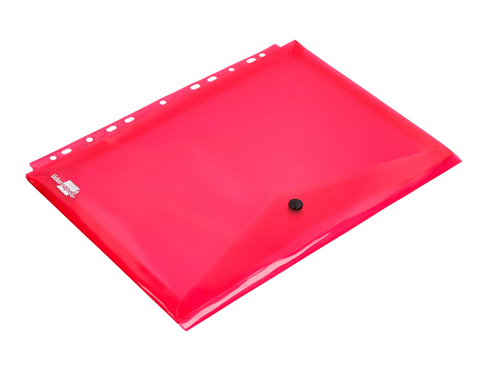 POCHETTE ENVELOPPE LIDERPAPEL POLYPROPYLÈNE 180 MICRONS A4 210X297MM 50F RÉSISTANT PERFORÉE COLORIS ASSORTIS PACK 5U