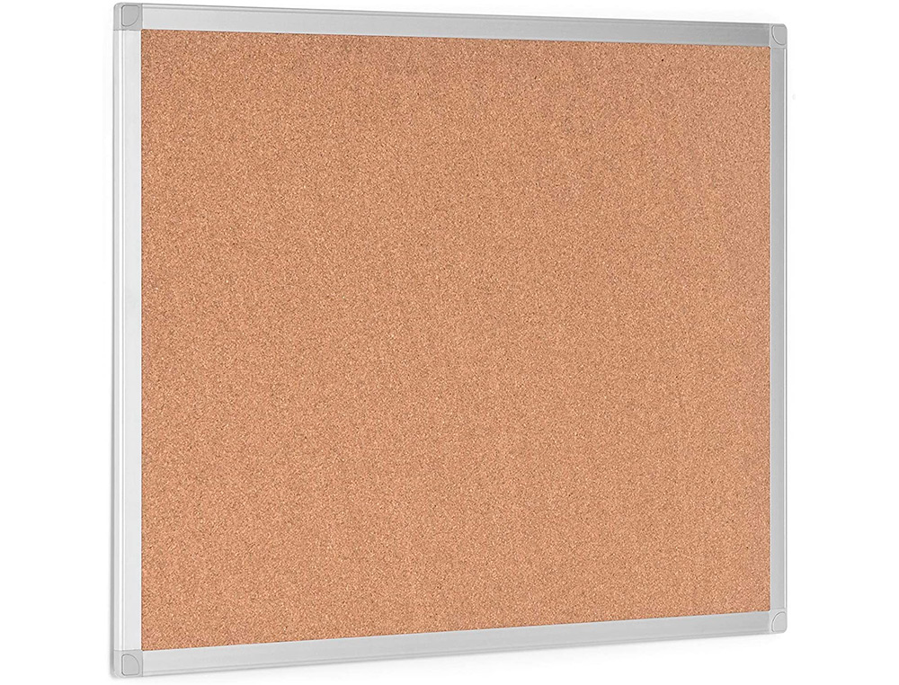 TABLEAU LIÈGE Q-CONNECT MURAL CADRE ALUMINIUM ARGENTÉ MAT COINS PLASTIQUES FIXATION MUR ÉPAISSEUR 5MM 200X100CM