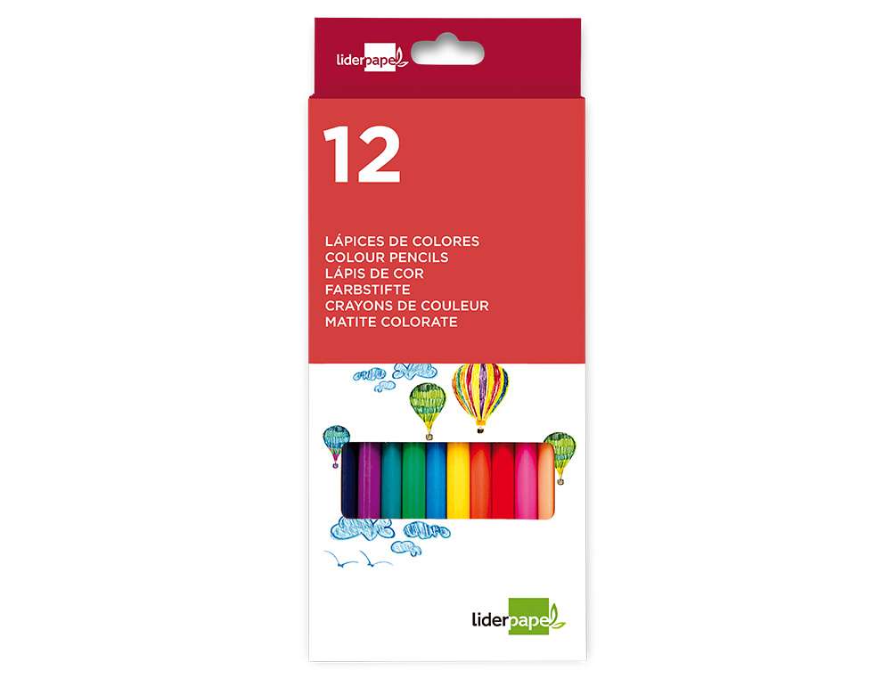 CRAYON COULEUR LIDERPAPEL MINE EXTRA-RÉSISTANTE 174.5MM ÉCRITURE DOUCE COLORIS INTENSES ÉTUI CARTON PLASTIFIÉ 12 UNITÉS