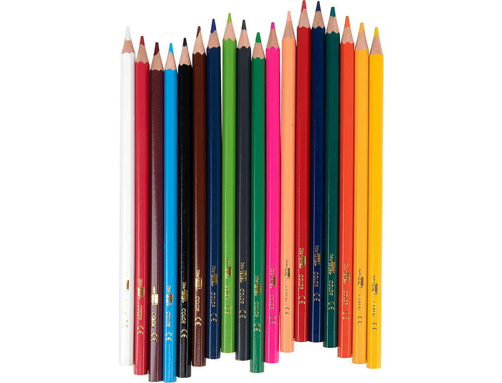 CRAYON COULEUR LIDERPAPEL MINE EXTRA-RÉSISTANTE 174.5MM ÉCRITURE DOUCE COLORIS INTENSES ÉTUI CARTON PLASTIFIÉ 18 UNITÉS