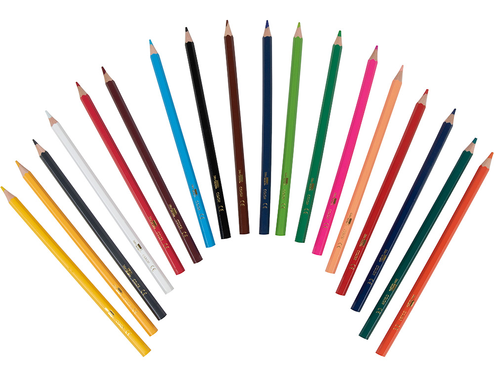 CRAYON COULEUR LIDERPAPEL MINE EXTRA-RÉSISTANTE 174.5MM ÉCRITURE DOUCE COLORIS INTENSES ÉTUI CARTON PLASTIFIÉ 18 UNITÉS