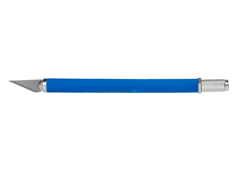 CUTTER BISTOURI Q-CONNECT EN GOMME LAME 6MM FIXE AVEC      CAPUCHON DE PROTECTION 5 LAMESDE RECHANGE INCLUSES