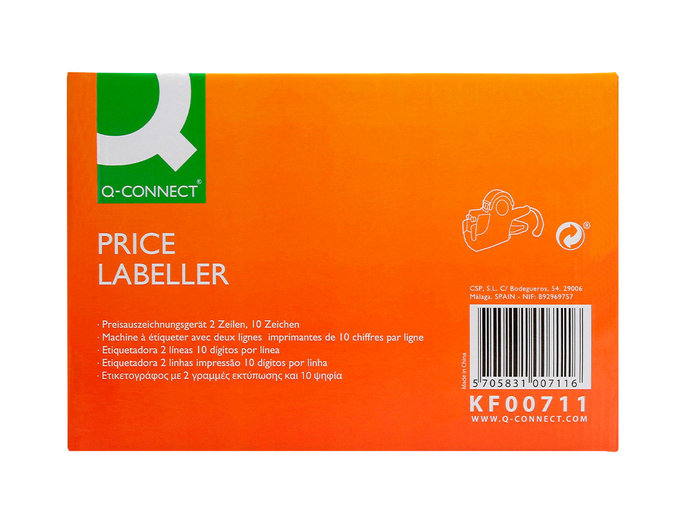 PINCE À ÉTIQUETER Q-CONNECT 2 LIGNES 10 CHIFFRES/LIGNE 250X165X50MM 520G COLORIS ROUGE ROULEAU ENCREUR NON INCLUS