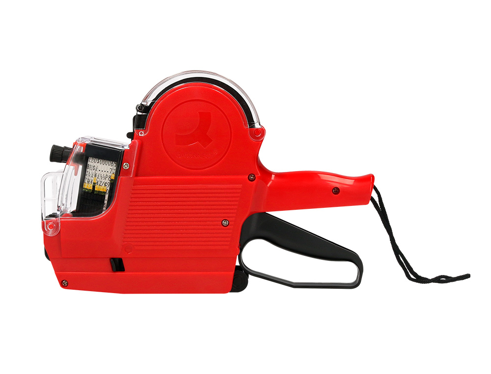 PINCE À ÉTIQUETER Q-CONNECT 2 LIGNES 10 CHIFFRES/LIGNE 250X165X50MM 520G COLORIS ROUGE ROULEAU ENCREUR NON INCLUS