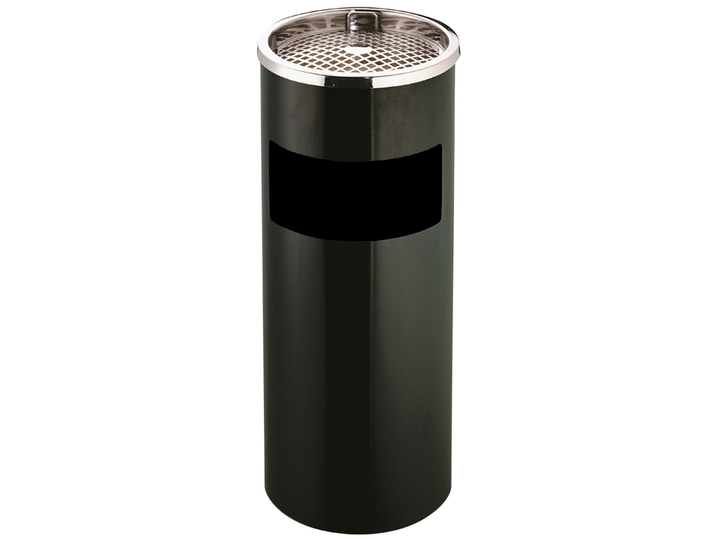 CENDRIER Q-CONNECT CORBEILLE MTALLIQUE CYLINDRIQUE 12L 250X615MM GRILLE RETRAIT MGOTS COLORIS NOIR