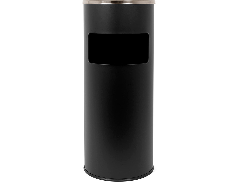 CENDRIER Q-CONNECT CORBEILLE MTALLIQUE CYLINDRIQUE 12L 250X615MM GRILLE RETRAIT MGOTS COLORIS NOIR