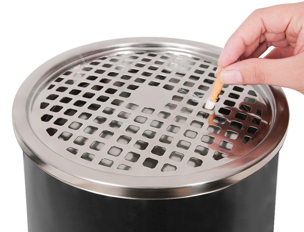 CENDRIER Q-CONNECT CORBEILLE MTALLIQUE CYLINDRIQUE 12L 250X615MM GRILLE RETRAIT MGOTS COLORIS NOIR