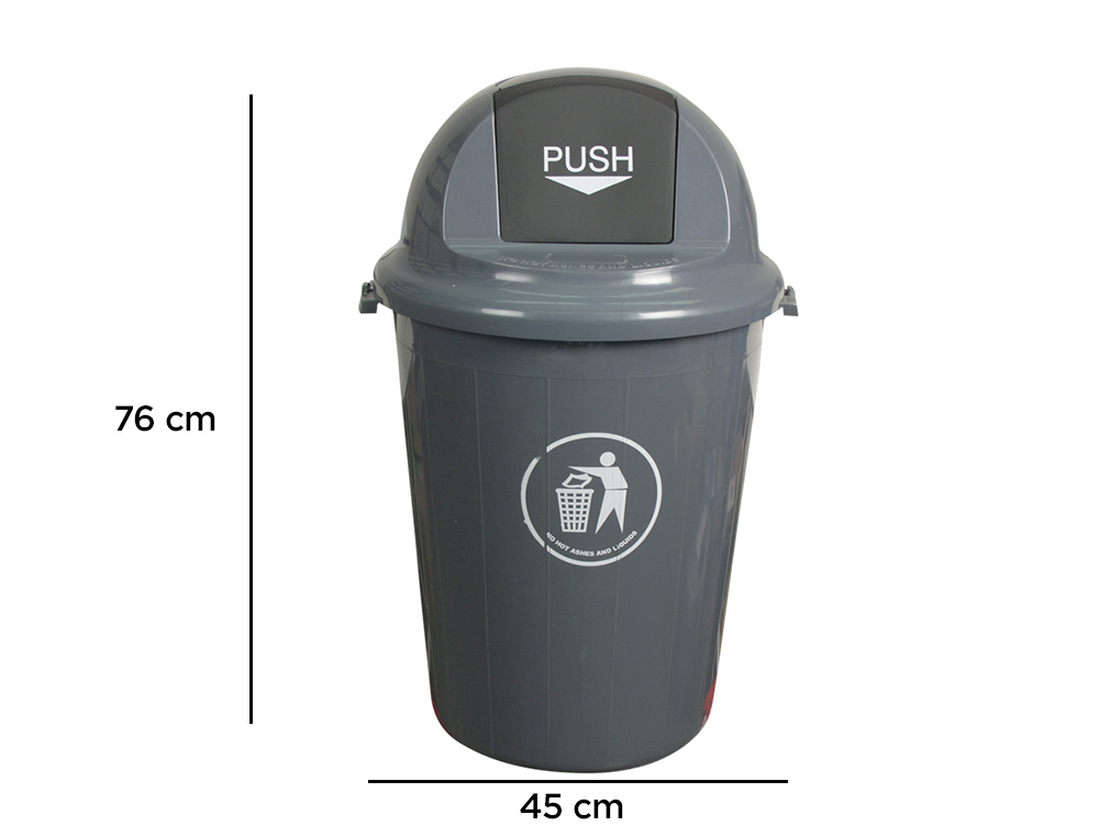 POUBELLE Q-CONNECT PLASTIQUE COUVERCLE ROND BASCULANT 80L 760X450MM COLORIS GRIS