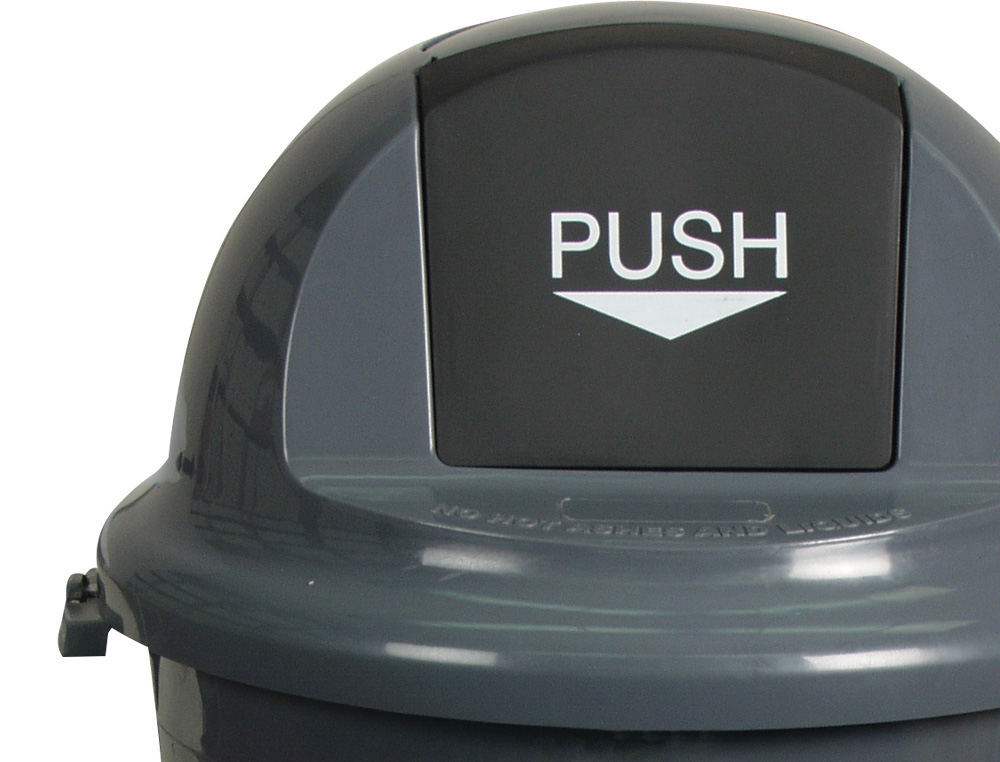 POUBELLE Q-CONNECT PLASTIQUE COUVERCLE ROND BASCULANT 80L 760X450MM COLORIS GRIS