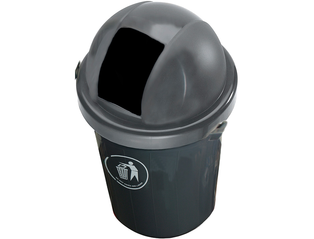 POUBELLE Q-CONNECT PLASTIQUE COUVERCLE ROND BASCULANT 80L 760X450MM COLORIS GRIS