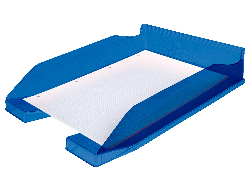CORBEILLE  COURRIER Q-CONNECTPOLYPROPYLNE DOCUMENTS A4+ 240X320MM EMPILABLE 350X255X65MM COLORIS BLEU TRANSPARENT
