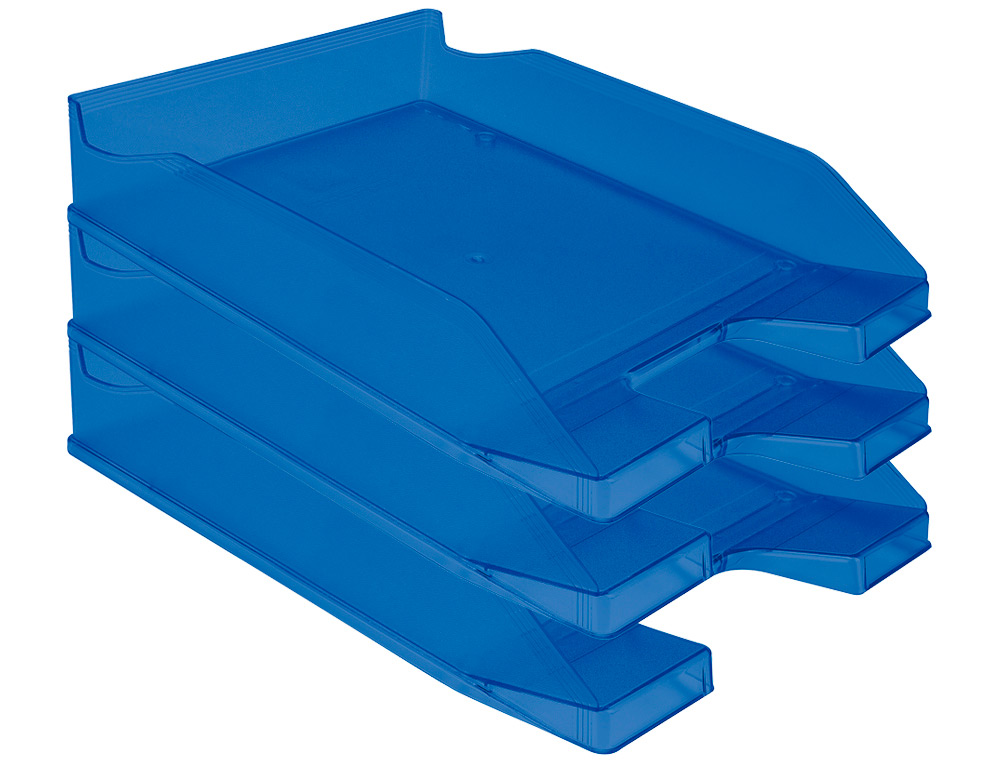 CORBEILLE  COURRIER Q-CONNECTPOLYPROPYLNE DOCUMENTS A4+ 240X320MM EMPILABLE 350X255X65MM COLORIS BLEU TRANSPARENT