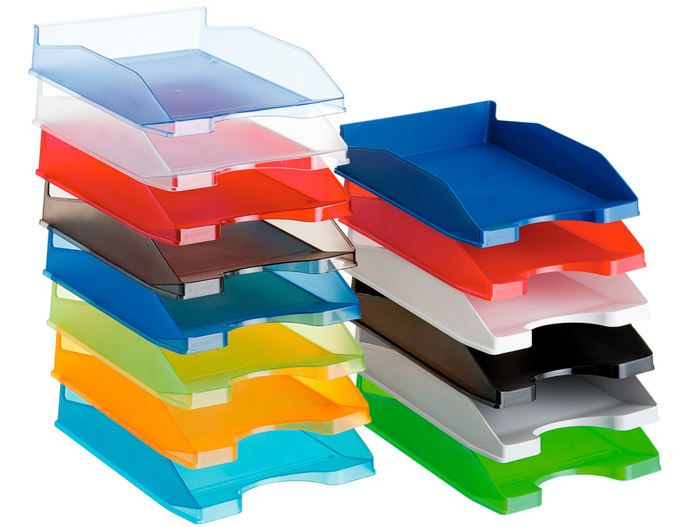 CORBEILLE  COURRIER Q-CONNECTPOLYPROPYLNE DOCUMENTS A4+ 240X320MM EMPILABLE 350X255X65MM COLORIS BLEU TRANSPARENT