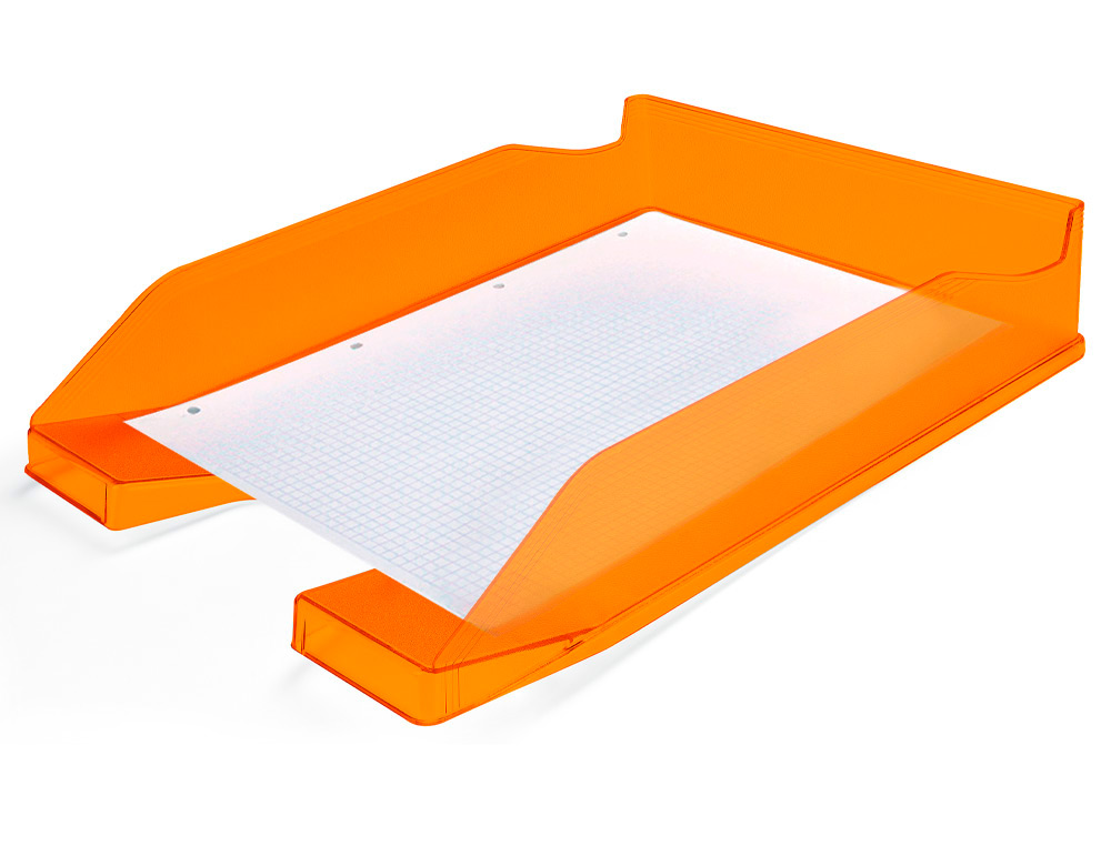 CORBEILLE À COURRIER Q-CONNECTPOLYPROPYLÈNE DOCUMENTS A4+ 240X320MM EMPILABLE 350X255X65MM COLORIS ORANGE TRANSPARENT